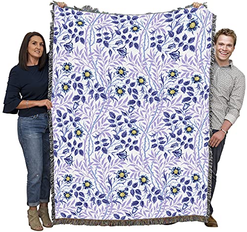 Pure Country Weavers William Morris Sweetbriar Lavender Blanket - Arts & Crafts - Gift Tapestry Throw Woven from Cotton - Made in the USA (72x54) - color: Lavender, size: Large