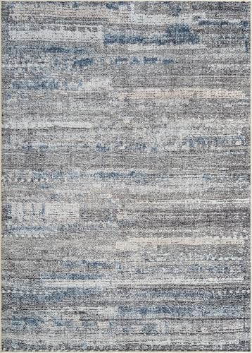 Bloom Rugs Washable Non-Slip 2' x 3' Rug - Gray/Blue/Blush Modern Abstract Area Rug for Living Room, Bedroom, Dining Room, and Kitchen - Exact Size: 2' x 3' - color: Gray / Blue / Blush, size: 2' x 3' (Rectangular)