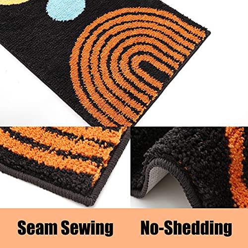 Boho Bathroom Rugs Non-Slip Abstract Bath Rugs Microfiber Cute Mat Black Washable for Tube/Washbasin/Toilet (Black-Moon, 16"X24") - color: Black-moon, size: 1'4" x 2' (Oblong)