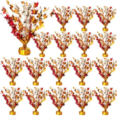 18 Pcs Fall Maple Leaves Centerpiece Metallic Foil Spray, Modern, Modern - color: Modern