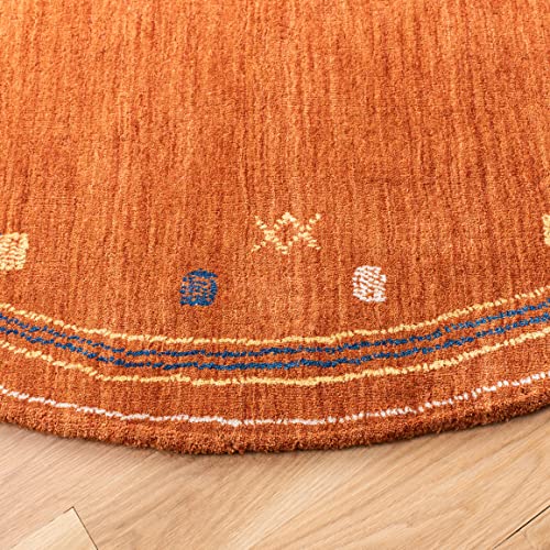 SAFAVIEH Himalaya Collection Area Rug - 4' Round, Rust, Handmade Boho Tribal Wool, Ideal for High Traffic Areas in Living Room, Bedroom (HIM563P) - color: Rust, size: 4' (Round)