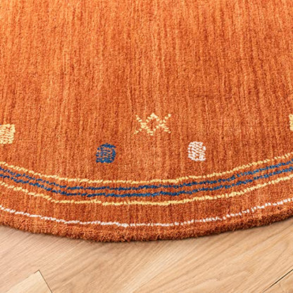 SAFAVIEH Himalaya Collection Area Rug - 4' Round, Rust, Handmade Boho Tribal Wool, Ideal for High Traffic Areas in Living Room, Bedroom (HIM563P) - color: Rust, size: 4' (Round)
