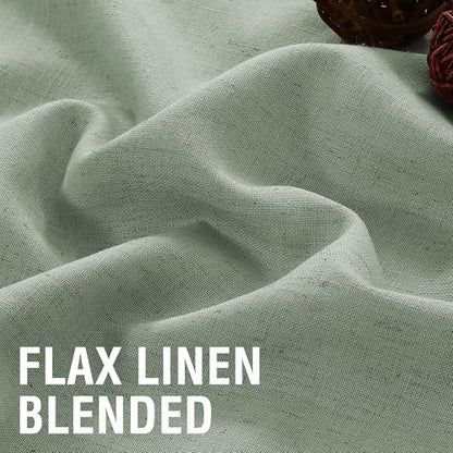 H.VERSAILTEX Semi Sheer Linen Curtains 63 Inch for Living Room, Green Bay - color: *Green Bay, size: 52"W x 63"L (Pack of 2)