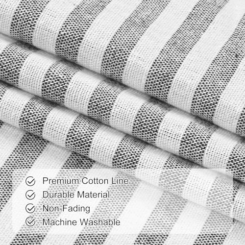 ASPMIZ Farmhouse Kitchen Curtains 24 Inch Length, Black Stripe, 2 Panels - color: Black&grey, size: 26"W x 36"L (Pack of 2)