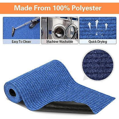 Nuanchu Large Semi Finished Outdoor Mat 16 x 79 Inch, Blue, 1 Roll - color: Blue