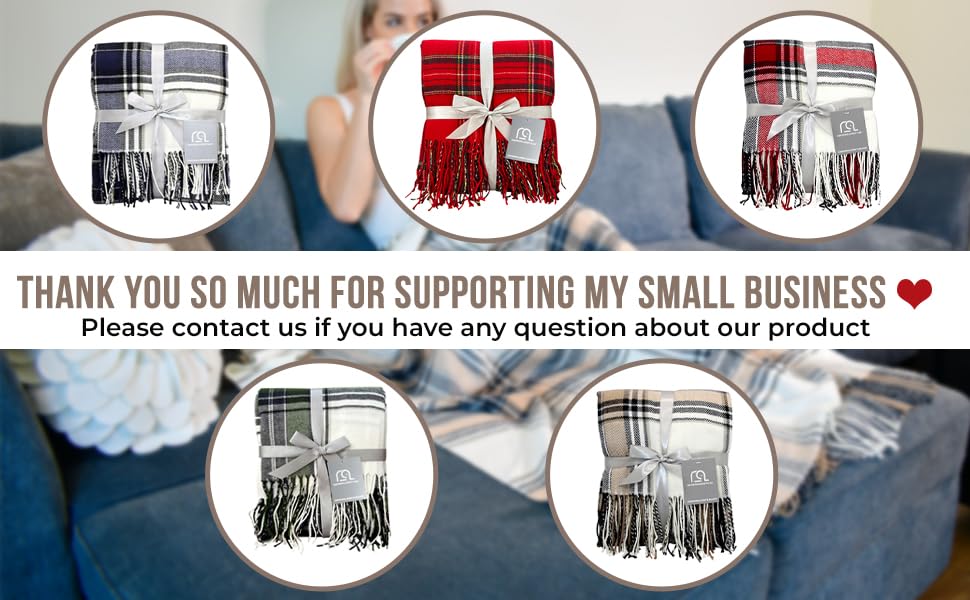 Blankets - Decorative Classic Blanket - Buffalo Plaid Throw Blanket - Comfortable and Ultra-Soft - Lightweight & Indoor Outdoor Blanket - Ideal for Living Room, Couch, Travelling Good for All Seasons
