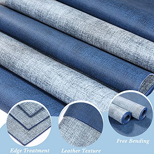 SUEH DESIGN Leather Placemats Table Mats Set of 6, Navy Blue & Light Blue - color: A: Navy Blue & Light Blue