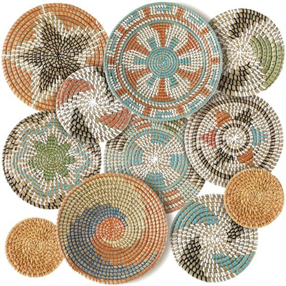 Tatuo 11 Pcs Boho Wall Basket Decor Woven Wall Hanging Art, Farmhouse - style: Farmhouse