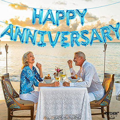 KatchOn Foil with Happy Anniversary Banner and Backdrop 16 Inch - style: Blue