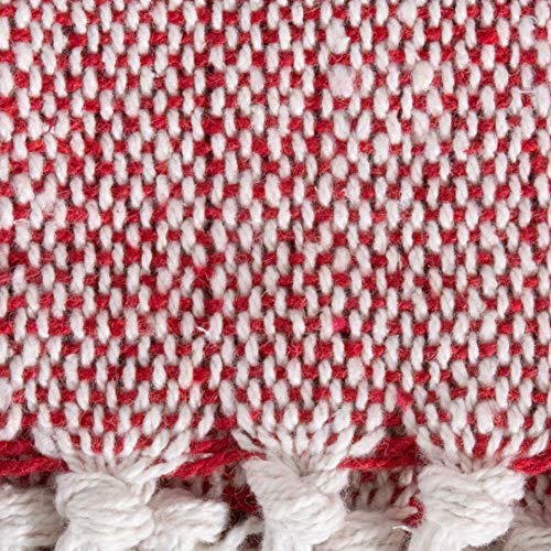 DII Buffalo Check Collection Rustic Farmhouse Throw Blanket with Tassles, 50x60, Red/White - color: Red/White, size: 50x60"