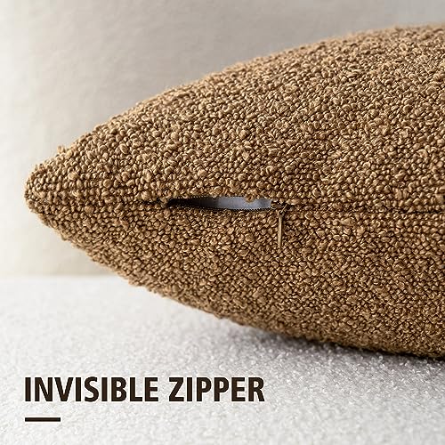 Foindtower Decorative Textured Boucle Throw Pillow Cover 16x16 Rust Tobacco - color: Tobacco, size: 16" x 16" (Pack of 2)