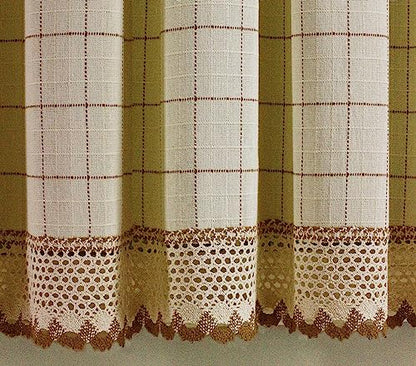 Today's Curtain Adirondack 2-Tone Crochet Tier 30", Ecru/Toast, 60W x 30L - color: Ecru/ Toast, size: 60"W x 30"L (Pack of 1)
