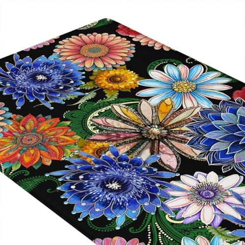 Feelyou Boho Floral Kitchen Rugs Sets 2PCS - color: Pink Green Yellow