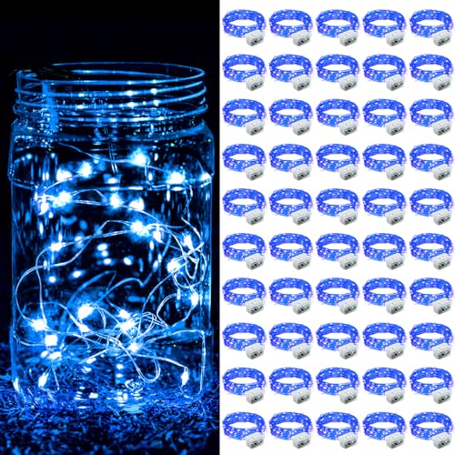 ZGWJ 50 Pack Blue Fairy Lights, Mini String Lights - color: Blue, size: 50P