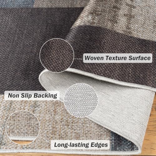Modern Geometric Washable Rugs for Living Room 8x10, Easy Jute Patio Rug - color: Blue-taupe, size: 8x10ft