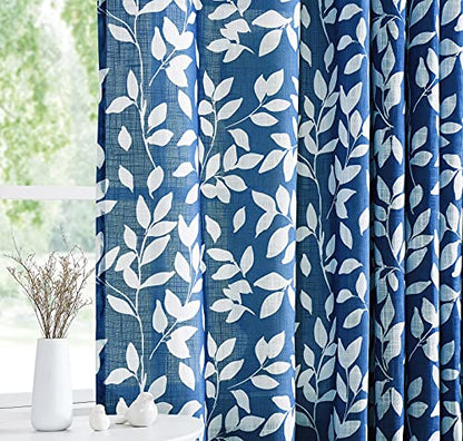 Navy Blue White Sheer Curtains 54" Basement Laundry Small Windows 2pk - color: Navy, size: 52"W x 54"L (Pack of 2)