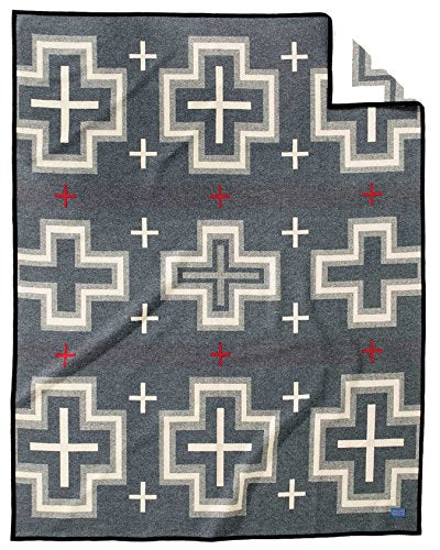 Pendleton Jacquard Unnapped Twin Blanket, 64 x 80 in, Heirloom Virgin Wool - color: San Miguel, size: Twin (64" x 80")