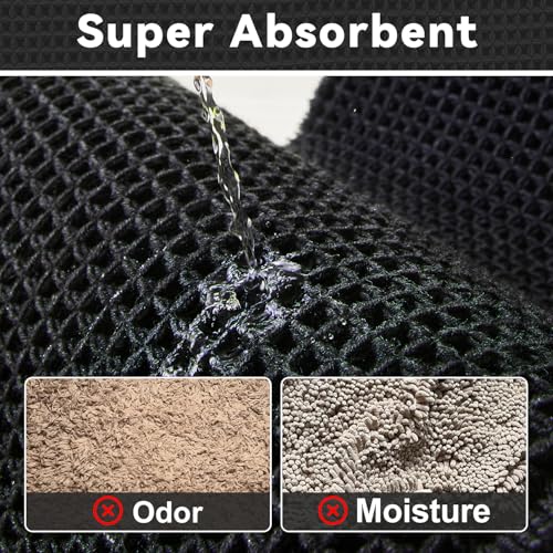 Triohero Black Waffle Bath Mat, Small Boho Bathroom Rugs Non Slip 16x24 - color: Black, size: 1'4" X 2' (Rectangular)