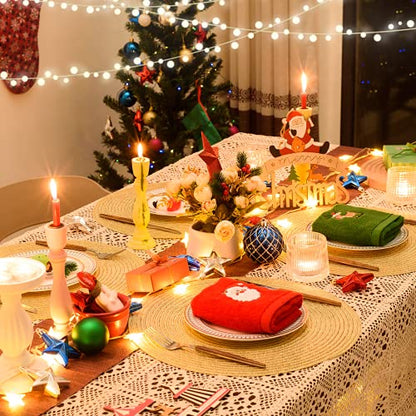 FunWheat Round Braided Placemats Set of 6 Table Mats for Dining Tables Woven Washable Non-Slip Place mats 15 inch(Shining Gold, 6pcs) - color: Gold Shining, size: Set of 6