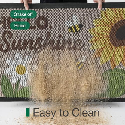 LUMI Outside Welcome Door Mat 17x30, Non-Slip Durable Rubber Easy Clean - color: Sunshine, size: 17"x30"