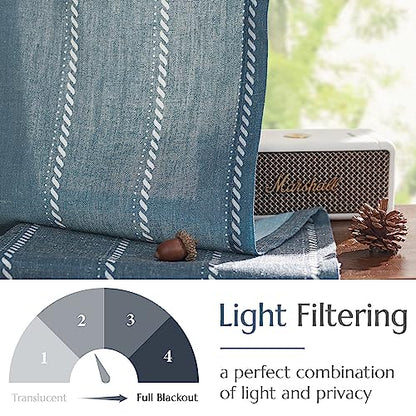 jinchan Linen Striped Tier Curtains for Kitchen Windows Nautical - color: Nautical Striped | Blue, size: 26"W x 24"L (Pack of 2)