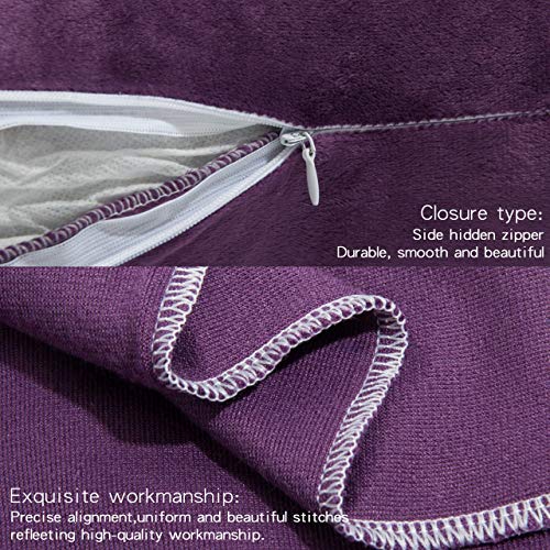 NTBAY Toddler Velvet Pillowcases, Set of 2, Zipper, Purple - color: Purple, size: 18" x 13" (Pack of 2)