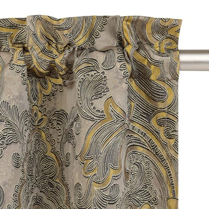 Loom and Mill European Jacquard Valances for Windows Antique Style, 54"x18" - color: Taupe+gold