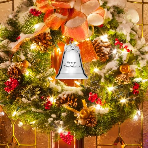 Styleonme Christmas Bells Ornament 2025 – Heart-Shaped Angel Wings with Snowflakes, Inspired by It's a Wonderful Life, Silver Holiday Decoration Bells - color: Silvery With Bells, Snowflakes, & Love Pendants