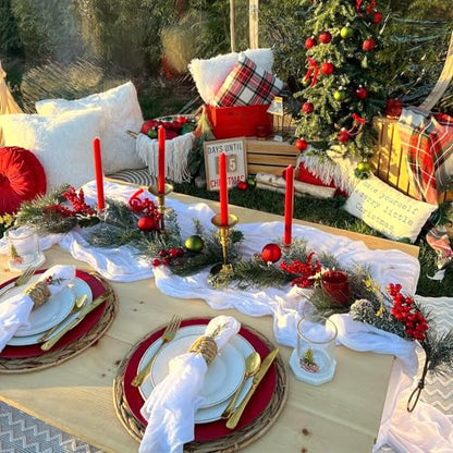 6 Pack White Cheesecloth Table Runner 35 x 120 Inch - color: White, size: 6 Pcs - 10 Ft