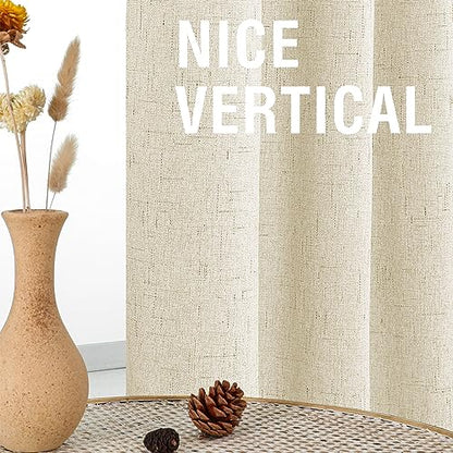 H.VERSAILTEX Faux Linen 100% Blackout Curtains for Bedroom 63 inches Long Thermal Insulated Textured Linen Look Curtain Back Tab/Rod Pocket/Hook Belt Draperies 2 Panels, 52 x 63 Inch，Bleached Sand - color: Bleached Sand, size: 52"W x 63"L (Pack of 2)