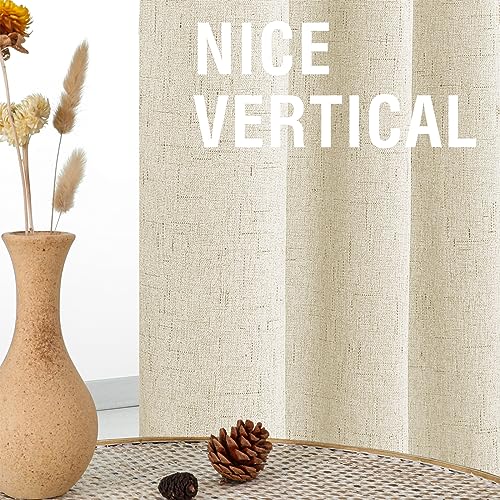 H.VERSAILTEX Faux Linen 100% Blackout Curtains 84 Inch Long 2 Panels, Back Tab/Rod Pocket Blackout Curtains No Light, Black Out Curtains & Drapes for Bedroom, 52 inches Wide Each Panel, Bleached Sand - color: Bleached Sand, size: 52"W x 84"L (Pack of 2)