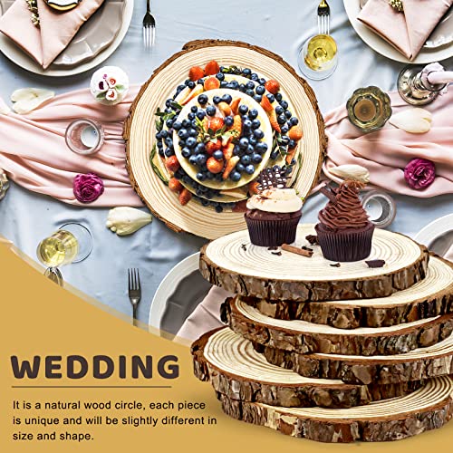 FSWCCK 6 Pack Nature Unfinished Round Wood Slices, 7-8 Inches Wooden Circle, Large Wood Slabs for Weddings Centerpieces Decor and DIY Painting Crafts - size: 7"- 8 "