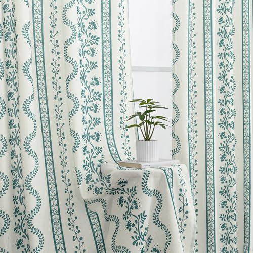 Teal Beach Theme Sheer Curtains, Summer Coastal Boho Farmhouse Linen Beachy Curtains for Bedroom Living Room Lake House 84 Inches Long - color: Teal, size: 50"W x 84"L (Pack of 2)