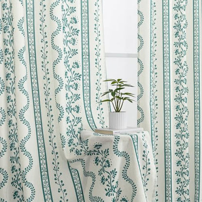Teal Beach Theme Sheer Curtains, Summer Coastal Boho Farmhouse Linen Beachy Curtains for Bedroom Living Room Lake House 84 Inches Long - color: Teal, size: 50"W x 84"L (Pack of 2)