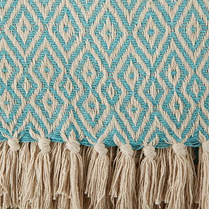 DII Rustic Farmhouse Double Diamond Woven Throw, 50x60, Aqua - color: Aqua, size: 50x60"