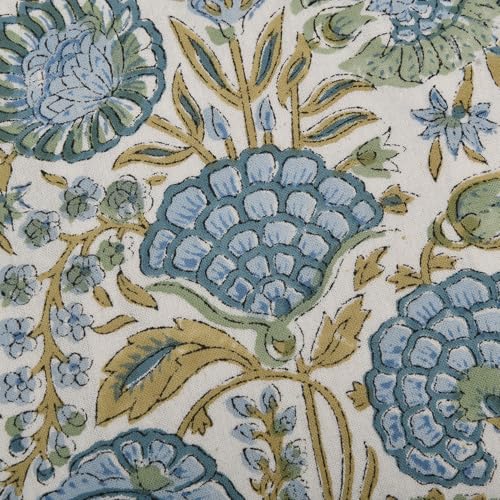 Ridhi Asparagus Green Floral Block Print Throw Pillow Covers 18 x 18 Inch - color: Asparagus Green, size: 18" x 18" (Pack of 2)