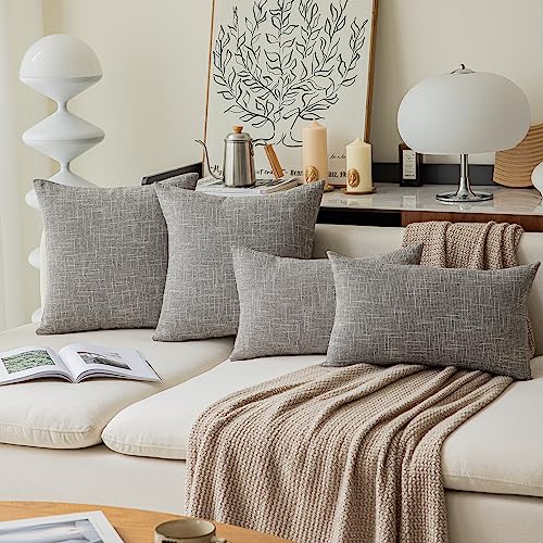 Kevin Textile Faux Linen Square 2 Tone Woven Throw Pillow Covers Sham Cushion Case for Car/Couch Use, 18-inch(2 Packs, Grey) - color: Gray, size: 18" x 18" (Pack of 2)