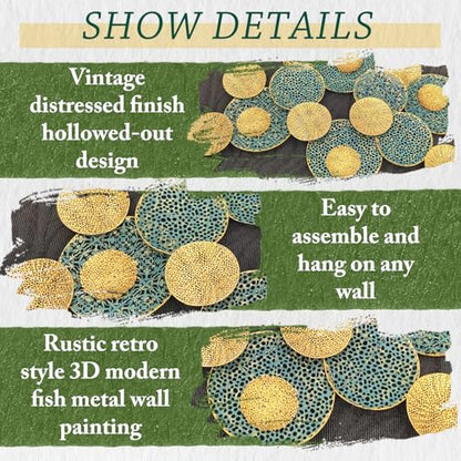 edaknez Large Metal Wall Art Decor, 47x27 Metal Lotus Leaf Wall Sculpture - color: B 47 inch x 27 inch