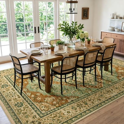 Joydeco Area Rugs 8x10 for Living Room Bedroom, Large Dining Room Rug - color: Brown&brick&green, size: 8' x 10' (Rectangular)