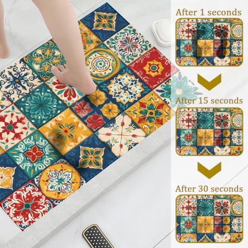 Mexican Talavera Bath Mat Rug, Door Mat Doormat Entrance Non-Slip Bathroom Rugs for Entryway Bathroom Kitchen 17 x 30 Inch - color: Mexican Talavera