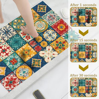 Mexican Talavera Bath Mat Rug, Door Mat Doormat Entrance Non-Slip Bathroom Rugs for Entryway Bathroom Kitchen 17 x 30 Inch - color: Mexican Talavera
