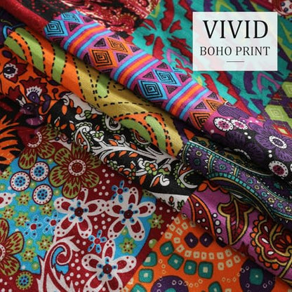VOGOL Boho Geometric Print Faux Linen Curtains, 59 x 79, 1 Panel - color: *Multi Red, size: 59"W x 79"L (Pack of 1)