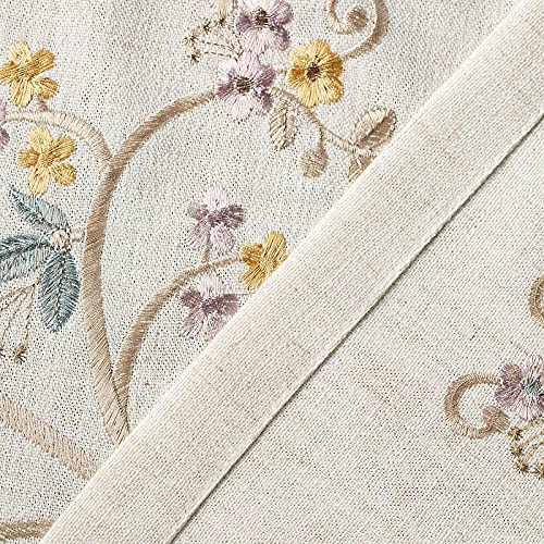 VOGOL Floral Embroidered Pattern Kitchen Valances for Windows, Linen Rod Pocket Curtains Valance for Living Room, 52 Inch Wide by 18 Inch Long, One Panel - color: C1