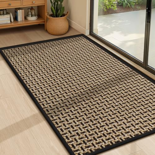LEKEEPGO Door Mat Indoor Entrance 24"x36", Absorbent Indoor Door Mat, Non Slip Rubber Backing Inside Door Mats, Washable Floor Mat, Low-Profile Doormat for Front Door, Entryway, Entrance, Black - color: Black-1, size: 2' X 3' (Rectangular)