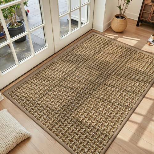 LEKEEPGO Door Mat Indoor Entrance 36"x59", Absorbent Indoor Door Mat Large, Non Slip Rubber Backing Inside Door Mats, Washable Floor Mat, Low-Profile Doormat for Front Door, Entryway, Entrance, Brown - color: Brown-1, size: 3' X 4'11" (Rectangular)