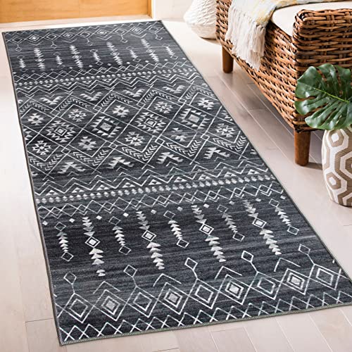 ReaLife Machine Washable Area Rug Runner - Living Room Bedroom Bathroom Kitchen Entryway Office - Padded Low Pile Stain Resistant Premium - Geometric Moroccan Diamond - Jace 2'6" x 8' - color: Jace, size: 2'6" x 8' (Rectangular)