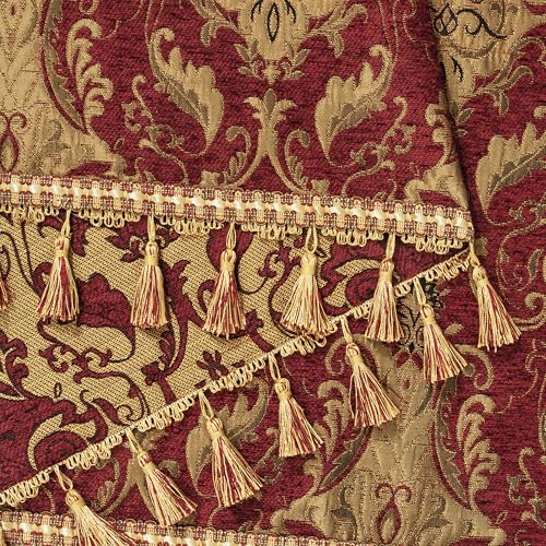 Loom and Mill Classic Chenille Damask Valances for Windows, Red, 54"x18" - color: Florence-red