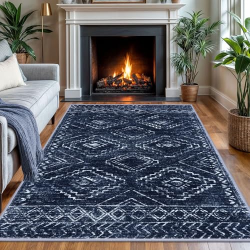 KILOCOCO Area Rug 4'x6' Entryway Rug Washable Rug, Dark Blue - color: Dark Blue, size: 4' x 6' (Rectangular)