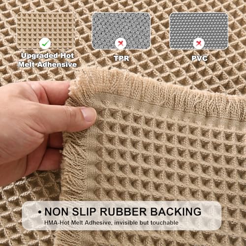 JIUZHEN Set of 2 Waffle Bath Mats Boho Bath Rugs 16"x24"+20"x32", Brown - color: Brown, size: 16"x24" + 20"x32"