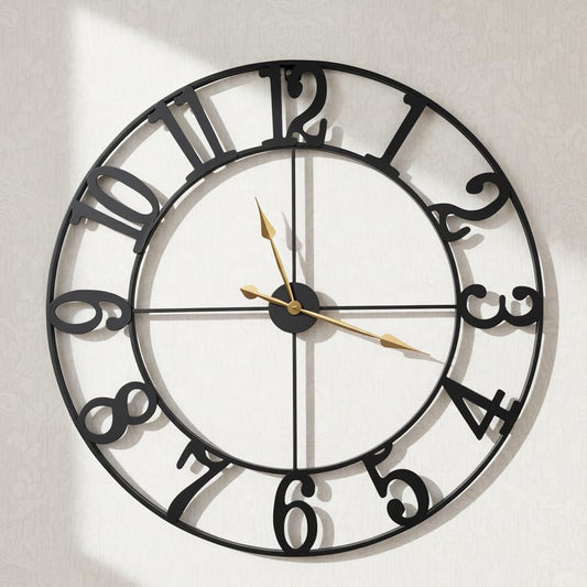 Zabiki 16 Inch Large Wall Clock Modern, Vintage Farmhouse Decorative Black Metal Wall Clock for Living Room Decor, Xmas, Birthday Gift - color: Black-arabic, size: 16 inch